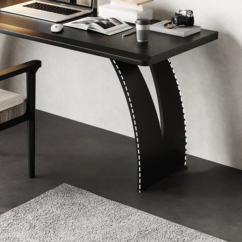 Bureau rectangulaire en bois massif et fer noir, H 29,53 po x l 78,74 po x P 23,62 po