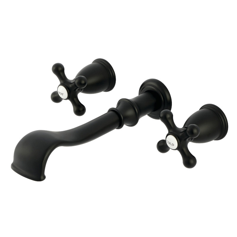 Robinet de baignoire romaine à 3 poignées et 2 poignées Kingston, Noir mat, Croix