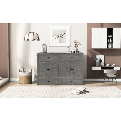 Bed In Gray With Sockets And Deep Drawer Storage. Organize Your Life Brushed Spacious Drawers & Ports. Save Space Stay Organized