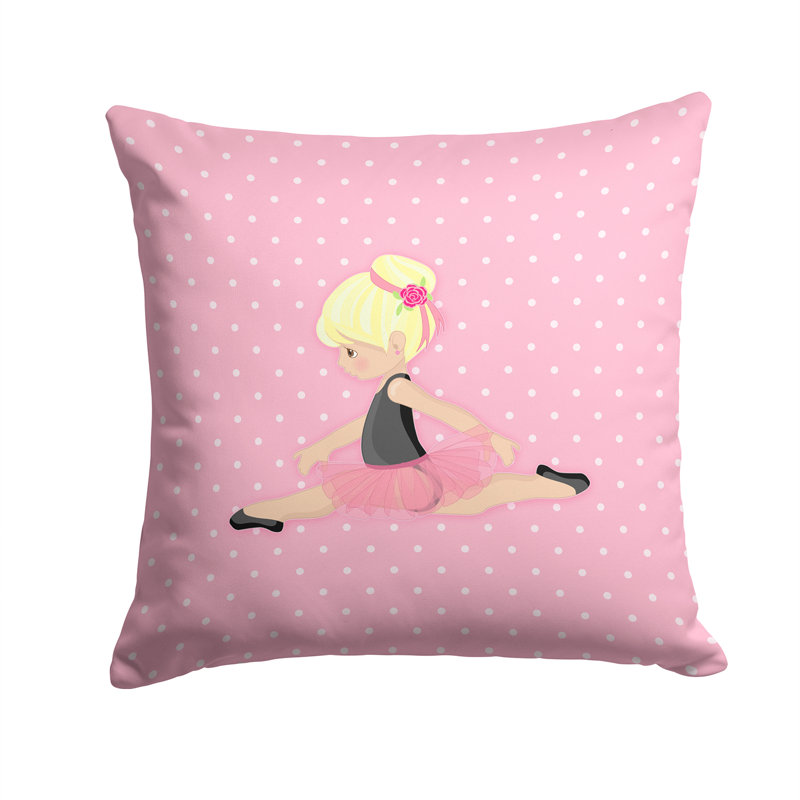 Coussin décoratif intérieur/extérieur ballerine head jete, 14 po x 14 po, Rose / blanc