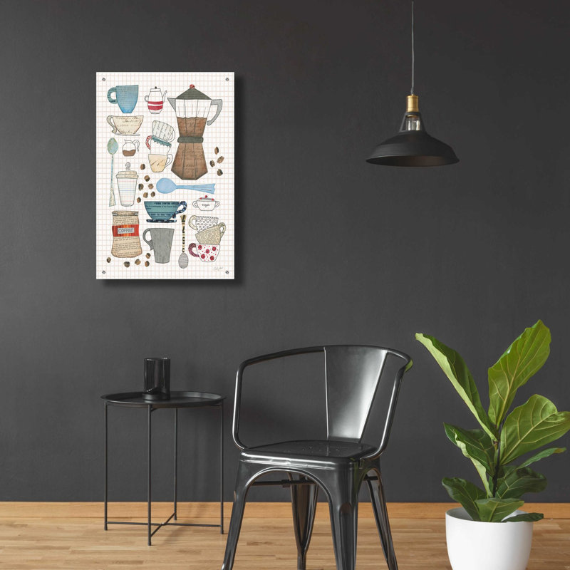 «Coffee Chart I v2 Gingham» par Courtney Prahl, art mural en verre acrylique, 16 po x 24 po, H 36 po x l 24 po x P 0,2 po
