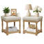 Table de bout en lin avec rangement Gladis (ensemble de 2)-114311985