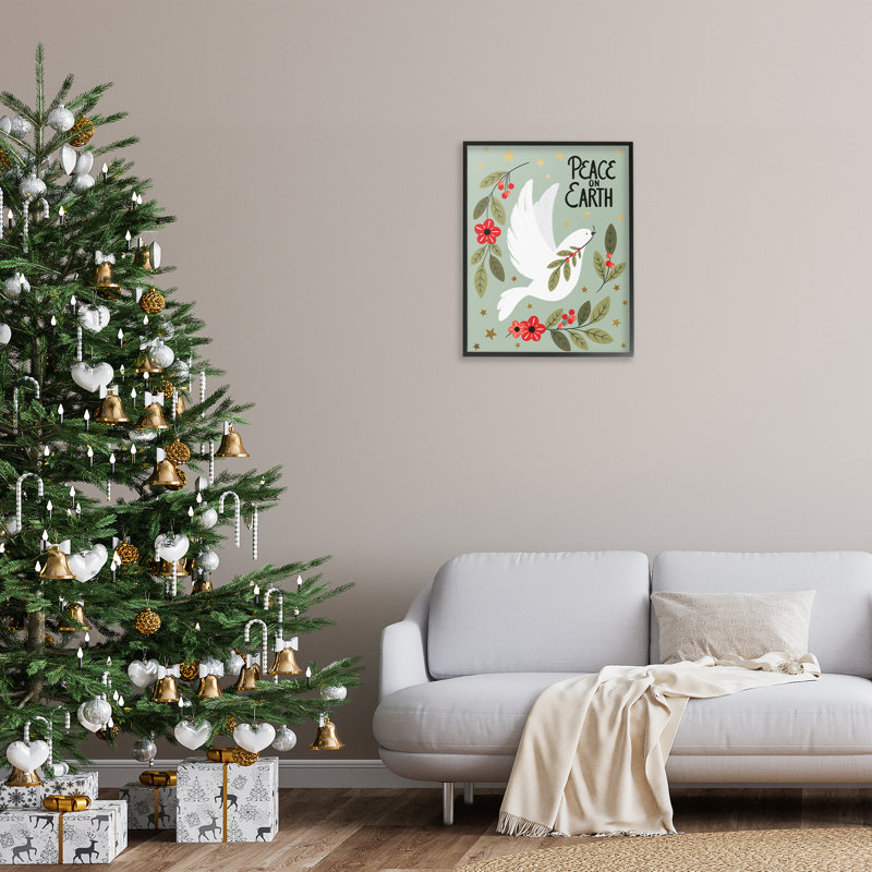 «Seasonal Peaceful Dove», estampe numérique de Jo Taylor, H 30 po x l 24 po, Giclée encadrée noir minuit
