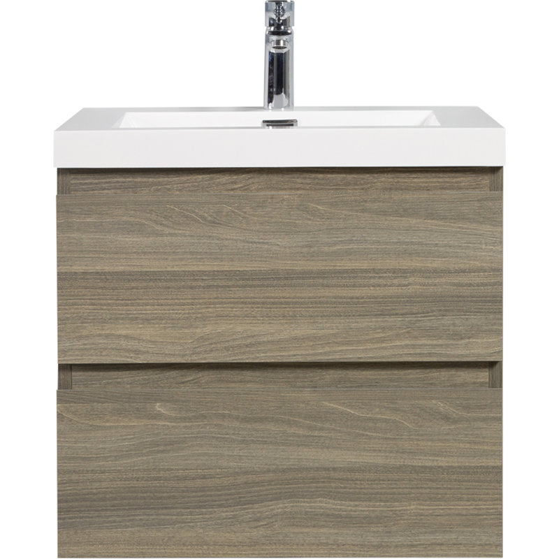Rangement pour salle de bain peu encombrant | Bois d'ingénierie | Style moderne | Meuble-lavabo mural avec lavabo