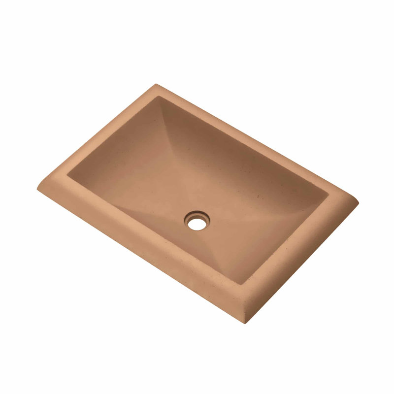 Lavabo de salle de bain rectangulaire encastré à la main NativeStone, Terracotta