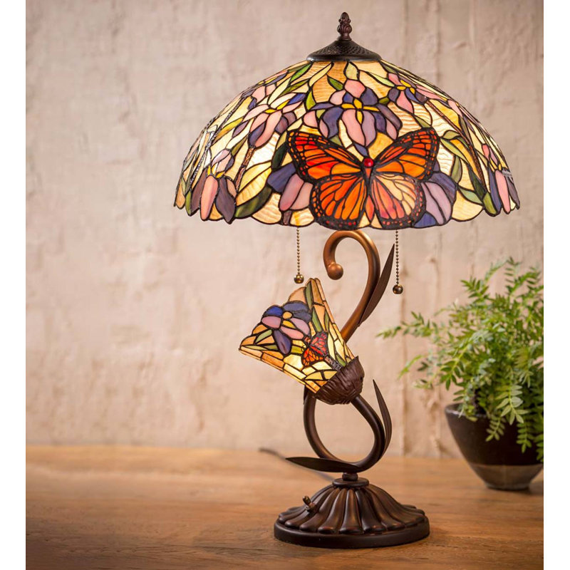 Double lampe en verre coloré et métal Antawan