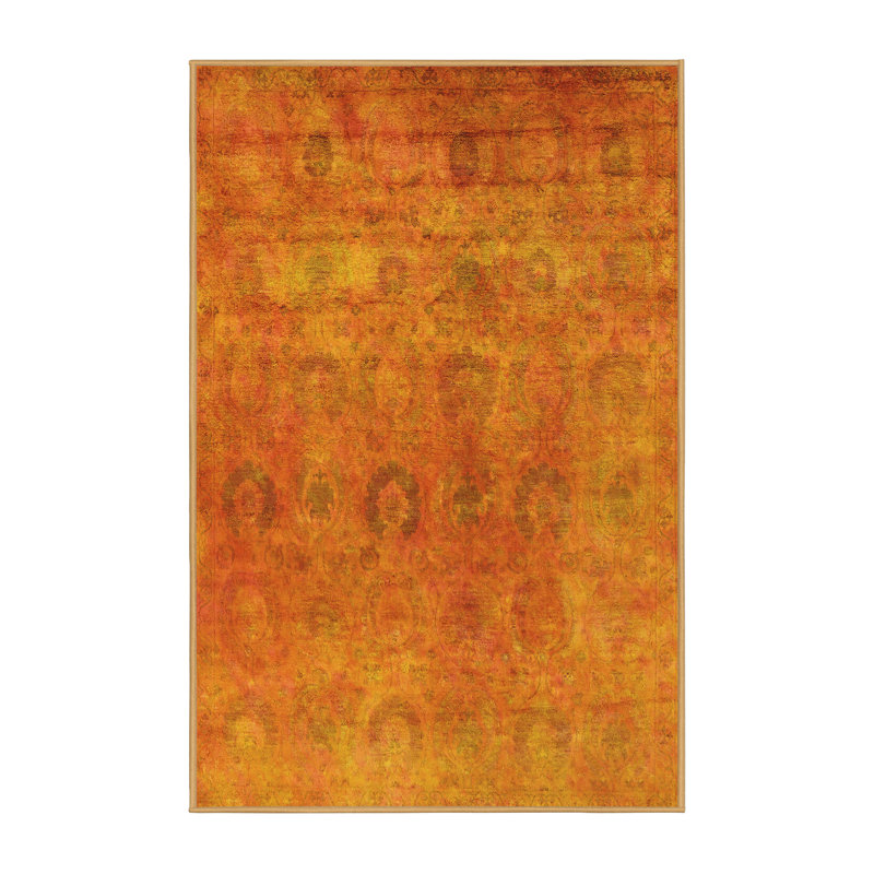 Tapis jaune Mid-Century moderne 2648