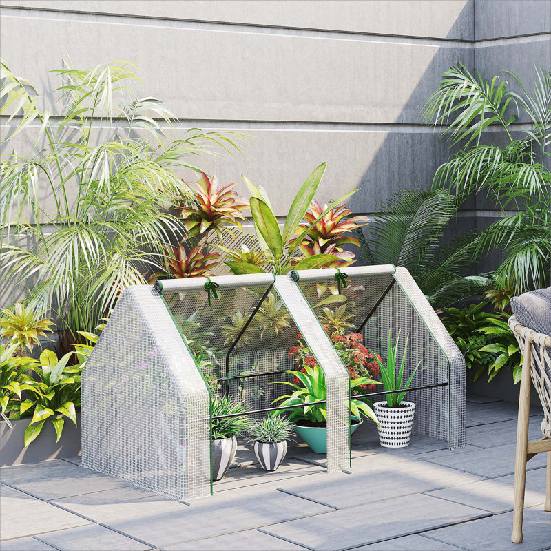 6' X 3' X 3' Portable Mini Greenhouse Outdoor Garden With Large Zipper Doors And Water/UV PE Cover, 3' H x 5.9' W x 3' D
