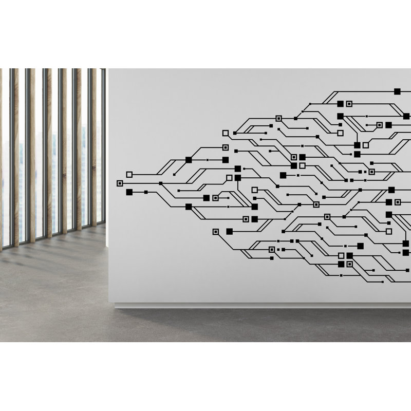 Circuit Board Binary Code Wall Decal, Technology Vinyl Wall Art Decals, Computer Circuit Decor, Software Science Wall Sticker Office 546RS