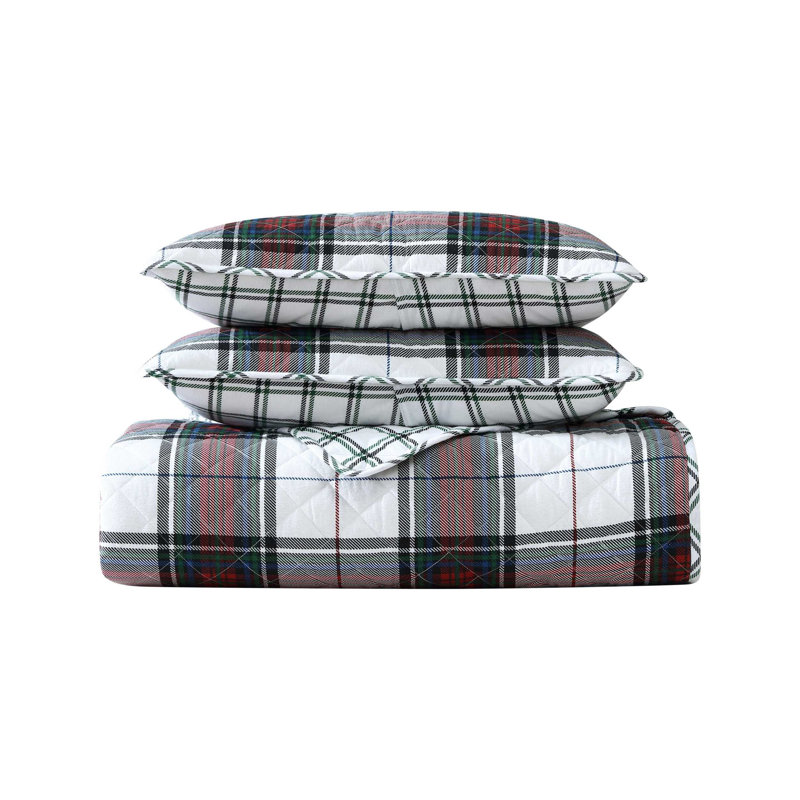 Ensemble de courtepointe réversible Eddie Bauer, Courtepointe grand + 2 taies décoratives standard, Carreaux rouges