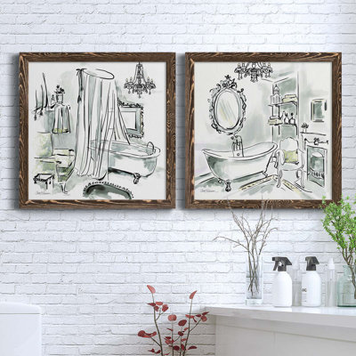 «Opulent Bath I», ensemble de 2 peintures sur toile encadrées