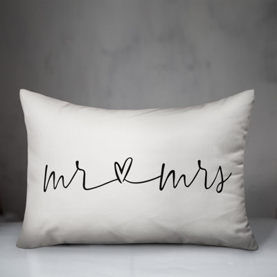 Mr and Mrs Script Heart Lumbar Pillow