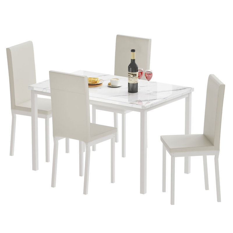 Ensemble repas pour quatre personnes, Blanc brillant