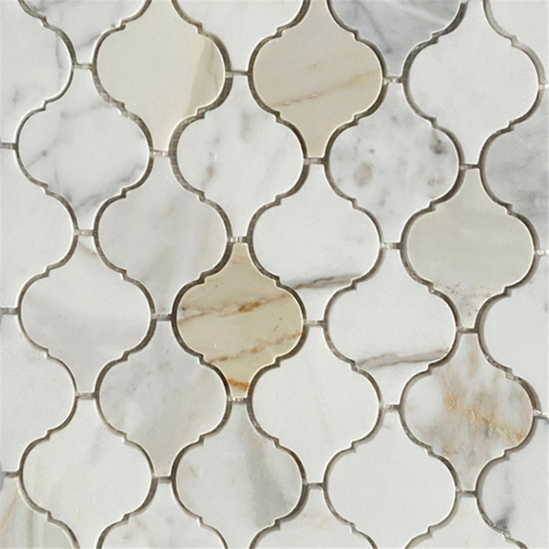 Carreau de mosaïque en marbre 12 po x 12 po Calacatta, Blanc / gris