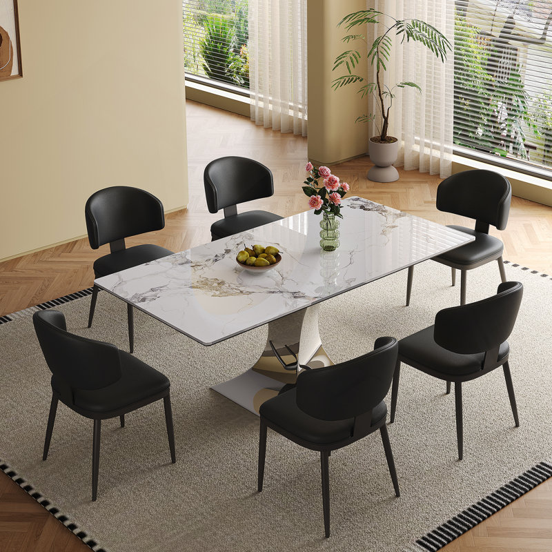 Spacious Rectangular Dining Table Set For Six, Featuring Modern Design And Durable Materials, Ideal For Various Settings