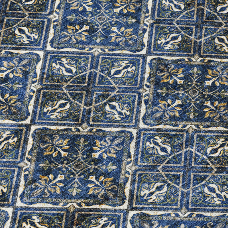 Machine Washable Indoor/Outdoor Chantille ACN2692 Casual Rug, Navy, 10' x 14'
