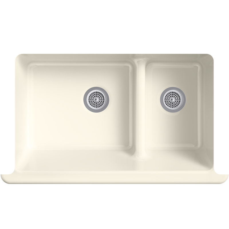 Whitehaven 36" L x 22" W Double Basin Farmhouse/Apron Kitchen Sink, Almond