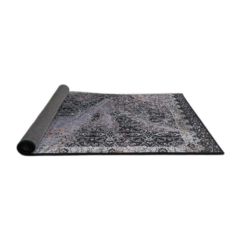 Tapis gris / noir Ikat, Rond 6 pi