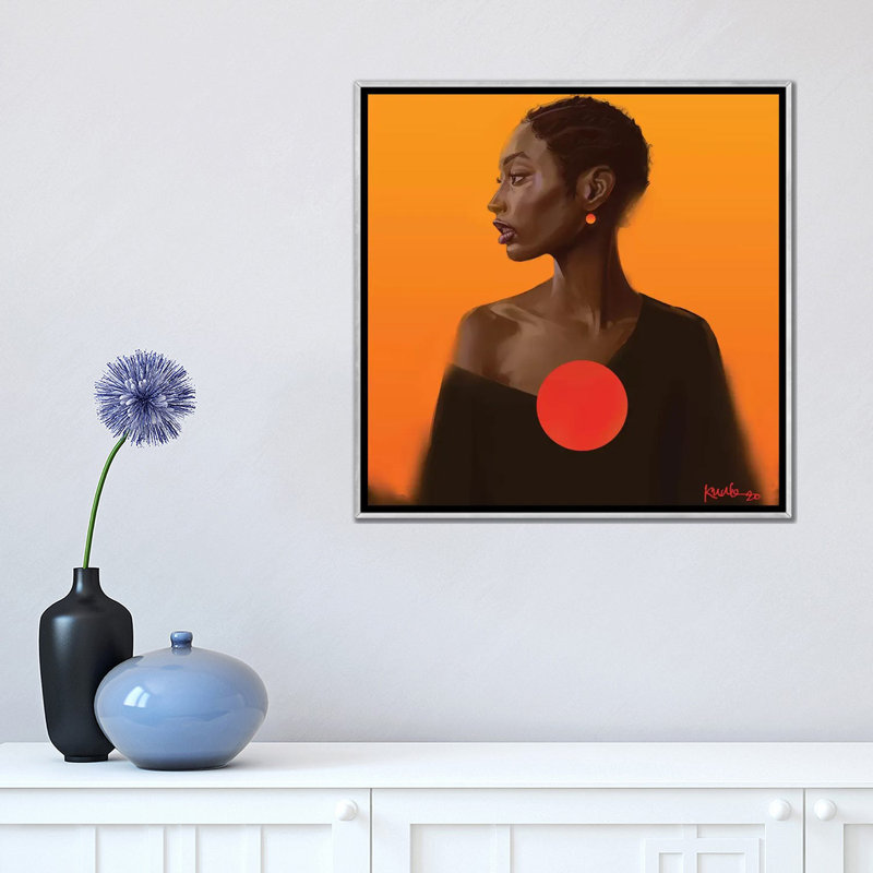 Reproduction d’art, "Sunset" par Adekunle Adeleke, Pas de tapis, Toile avec cadre argent, H 18 po x l 18 po x 1,5 po