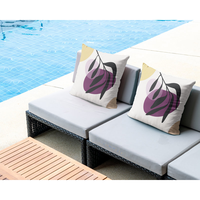 Jeté carré en polyester / mélange de polyester intérieur / extérieur, L 17 po x H 17 po, Mauve / beige