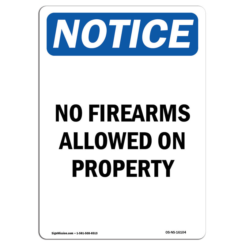 No Firearms Allowed on Property Sign