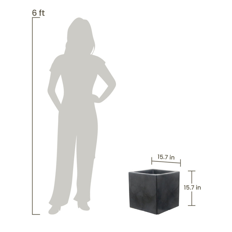 Wandie Green Polyethylene Pot Planter, Dark Gray, 15.7" H x 15.7" W x 15.7" D