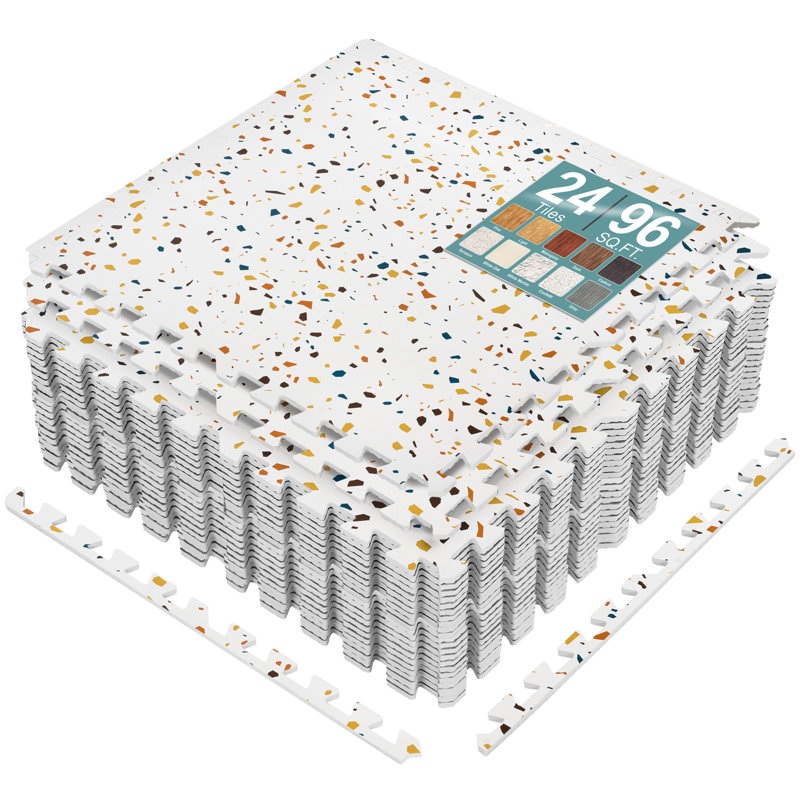 Carreaux de sol en mousse de grain de bois imperméable Sorbus, 24 tuiles, 96 pieds carrés, emboîtement, confettis, Confettis