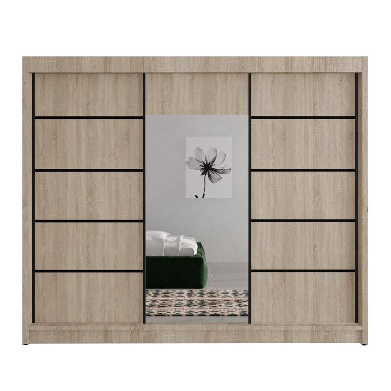 Dalyla 3 Door Sliding Wardrobe, Natural
