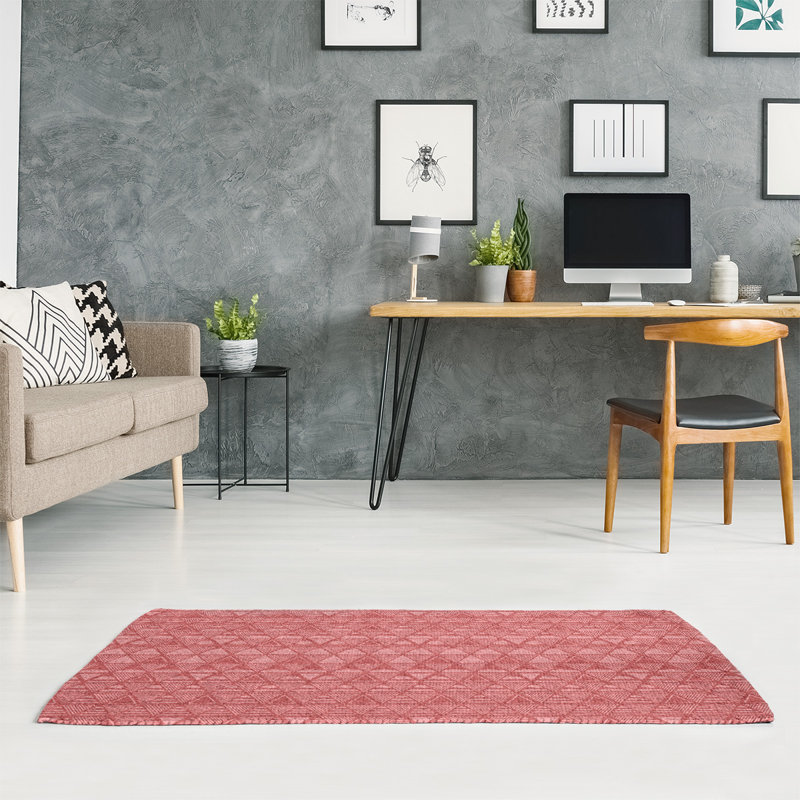 Tapis trichrome à la main corail/zone saumon, Rectangle 8 pi x 10 pi