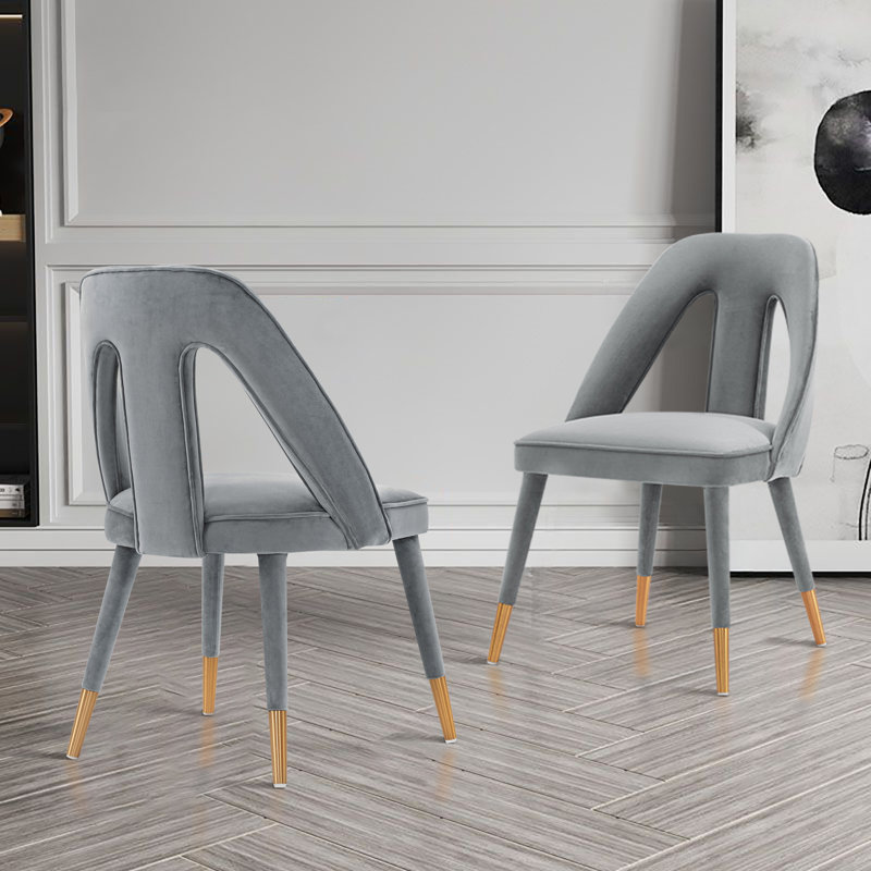 Chaise d'appoint en velours Neda, Gris