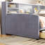 Lit plateforme tapissier simple avec rangement - tissu de velours doux, tête de lit confortable, tiroirs spacieux pour la literie supplémentaire et côté tête de lit à vêtements, pratique-2054373573