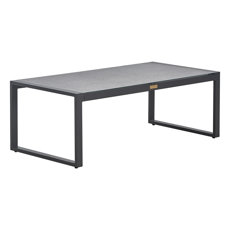 Tommy Hilfiger Hampton Outdoor Coffee Table with Natural Gray Pebbled Glass