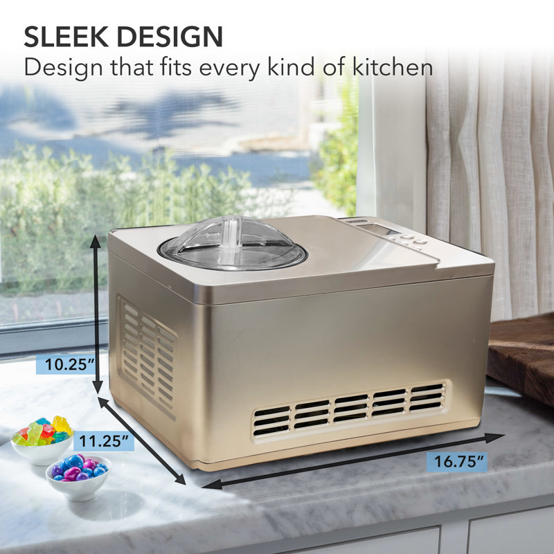 Champagne Gold 2 Quart Automatic Ice Cream and Yogurt Maker