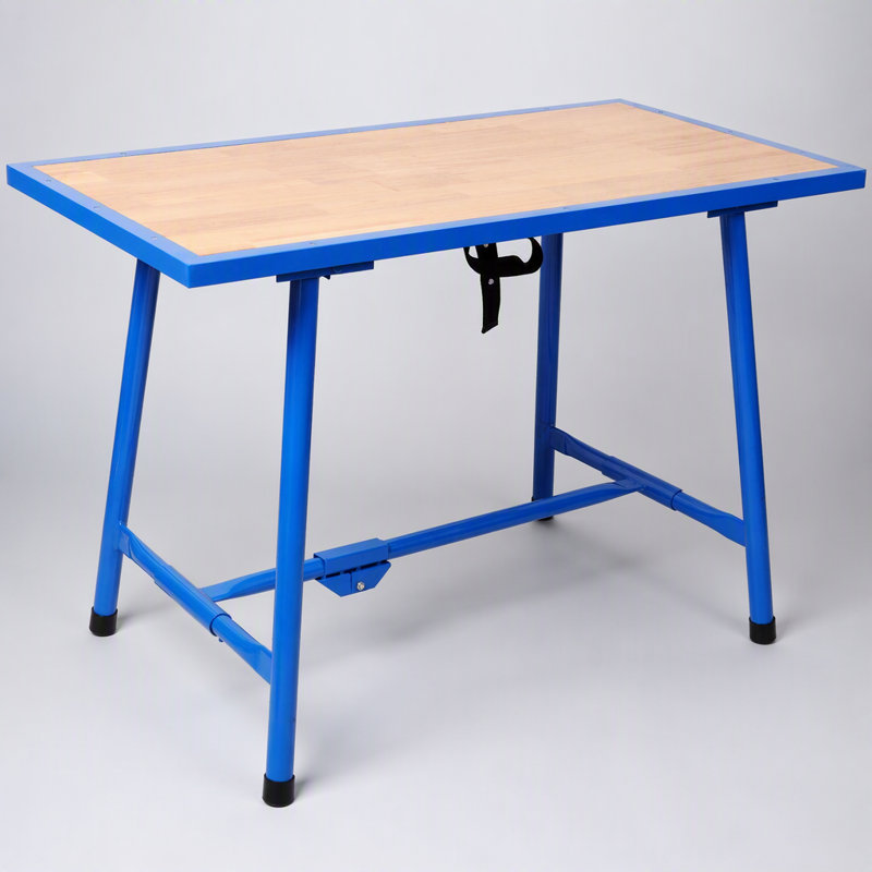 Banc de travail pliable avec capacité de charge de 660 lb, idéal pour les ateliers et les garages, alliant durabilité et efficacité de l'espace.