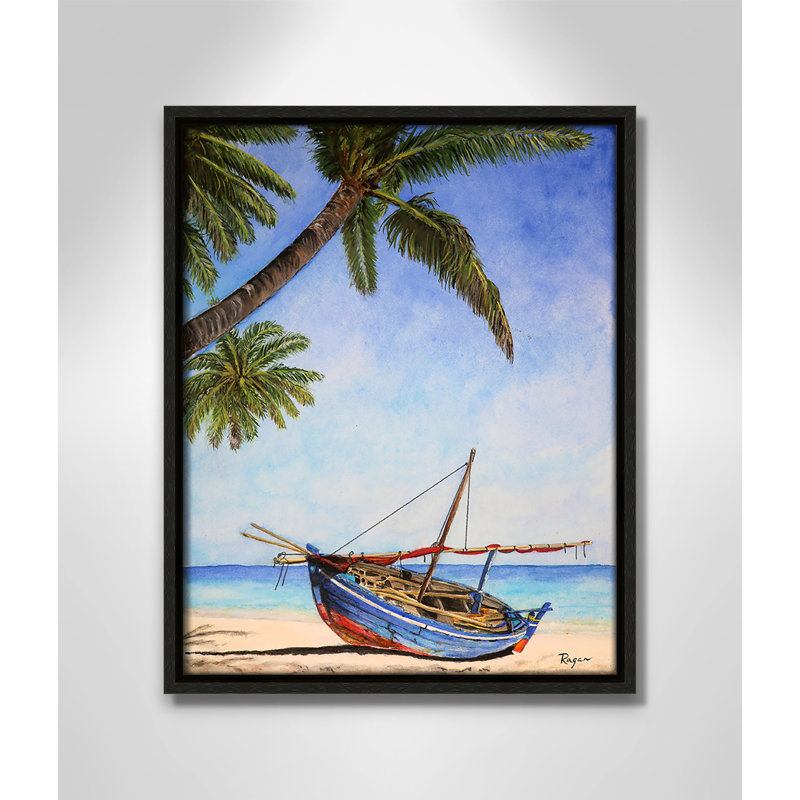 Imprimé «Beached Boat» par Mike Ragan pour , Espresso, H 15,5 po x l 12,5 po