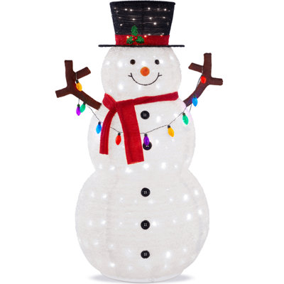 The Holiday Aisle® 5Ft Lighted Pop-Up Snowman, Outdoor Christmas Holiday Decoration W/ 200 LED Lights, Hat, Scarf -  0D80669524A84865AF75FFD71BDAAABD