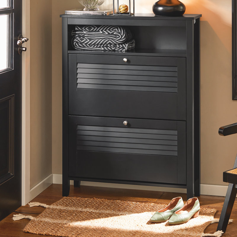 8 Pair Flip Down Shoe Storage, Black