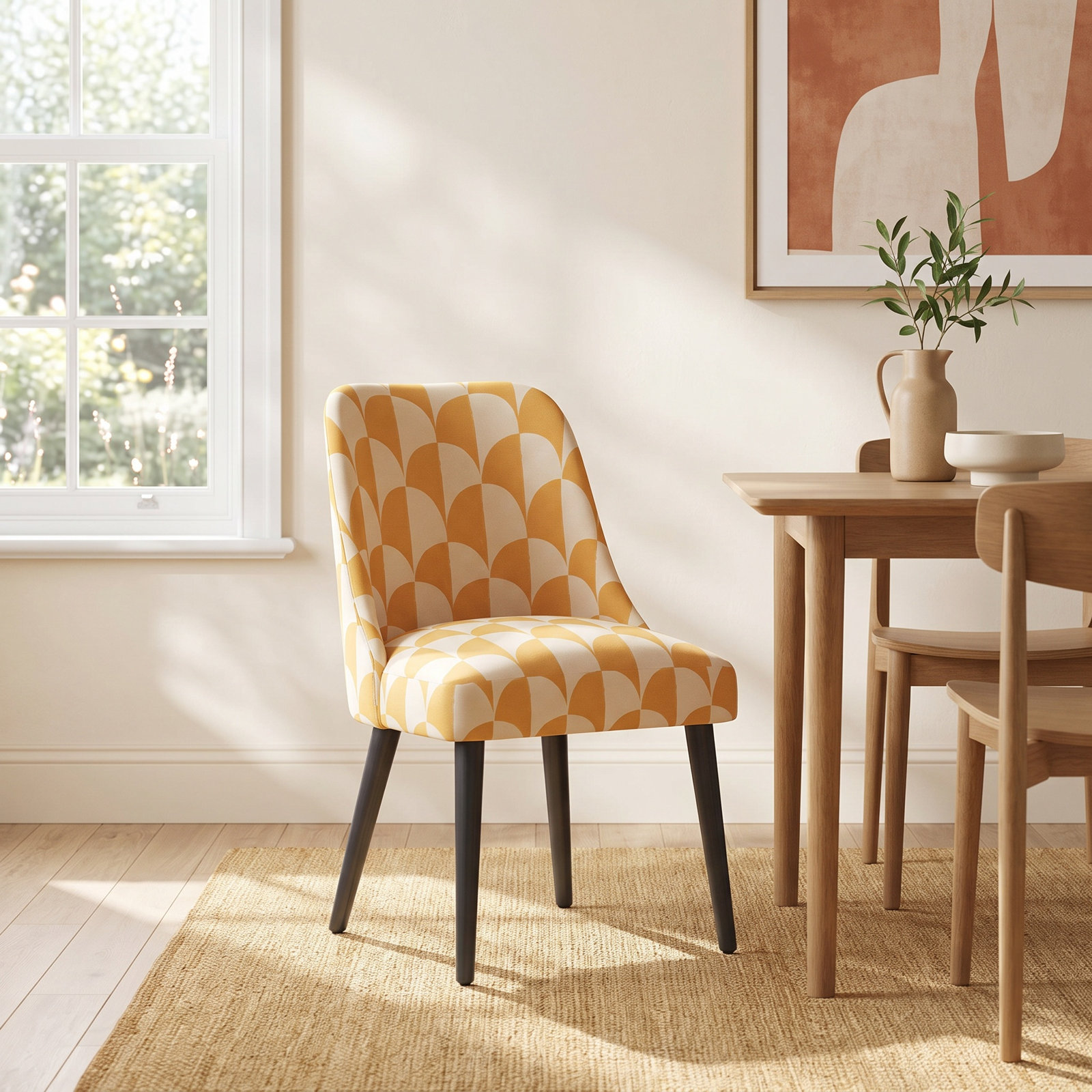 Pensford Parsons Dining Chair, Scallop Stone Gold, Black Wood