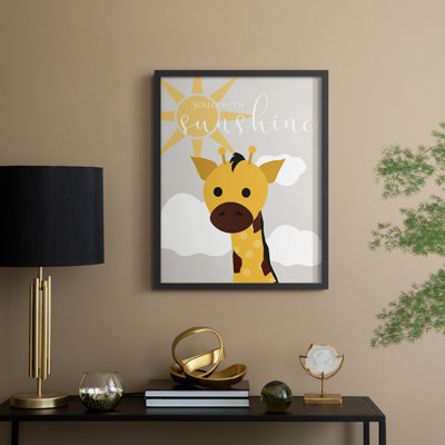 Sunshine Giraffe, reproduction encadrée - bois massif