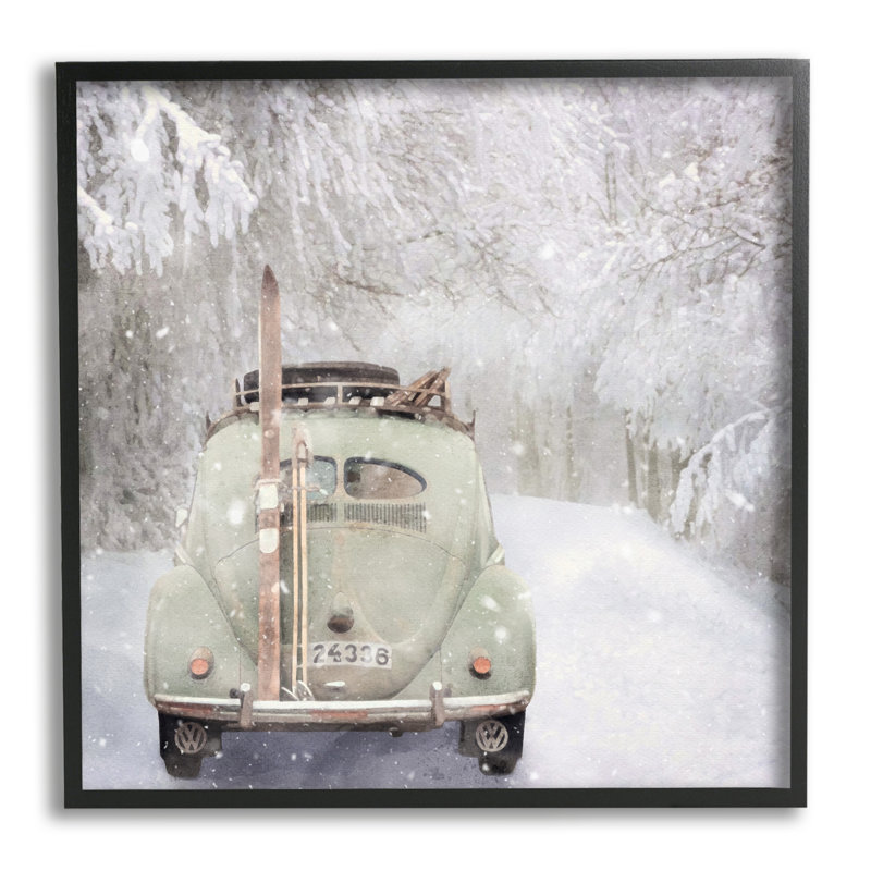 «Vintage Buggy In Snow», impression sur toile, Giclée encadrée noir minuit, H 17 po x l 17 po x P 1,5 po