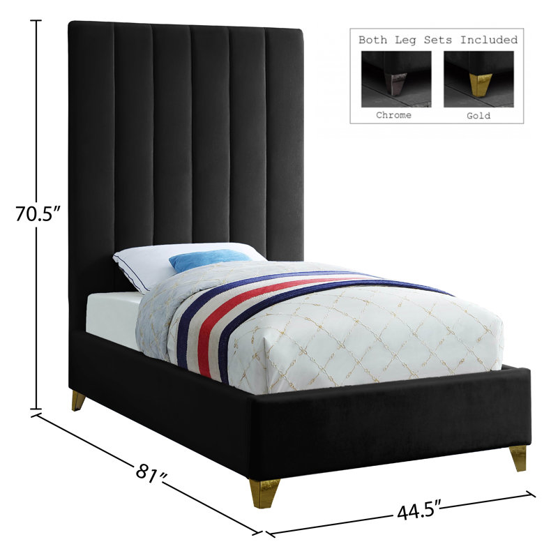 Lit plateforme tapissier Sibert, Velours noir, Simple