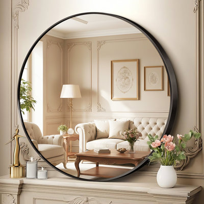 Round Metal Framed Mirror
