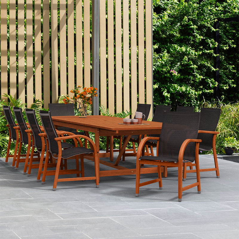 Zuzana 10 - Person Patio Dining Set with Extendable Rectangular Table
