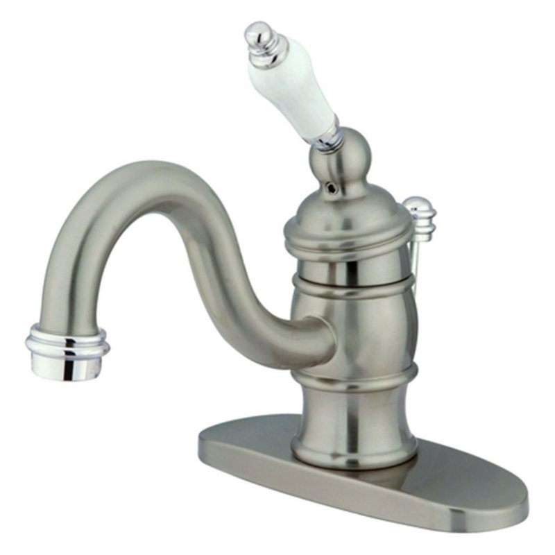 Robinet de salle de bain 1 poignée à fixation sur le comptoir en laiton victorien Kingston, Nickel brossé / chrome poli