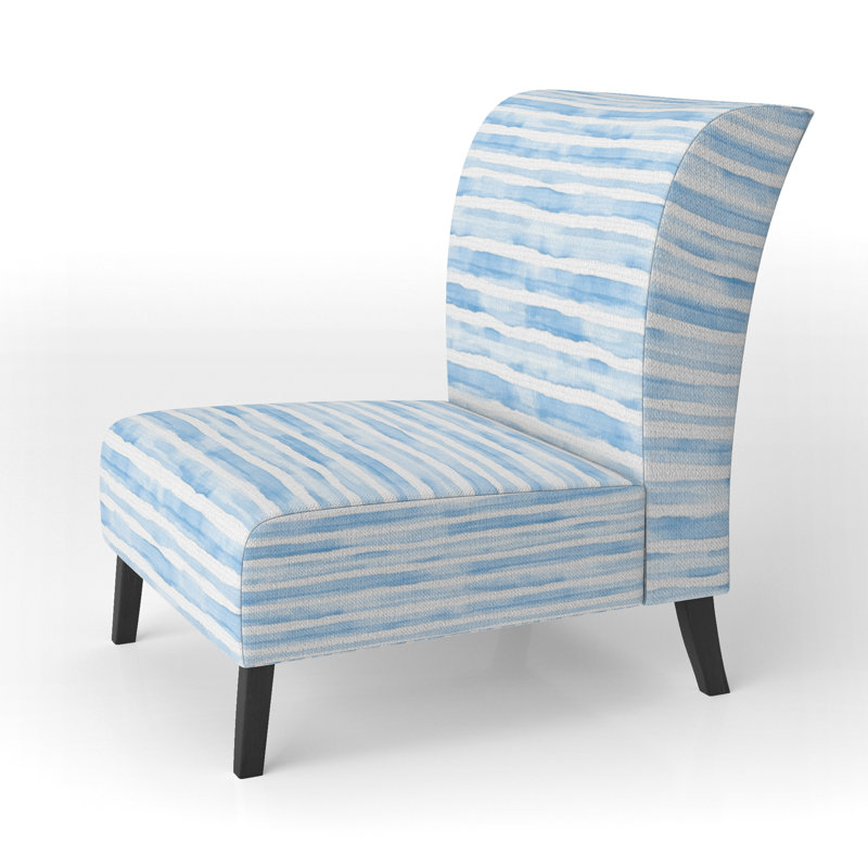 Fauteuil de chambre rayé rembourré bleu et blanc, Pantoufle sans accoudoirs