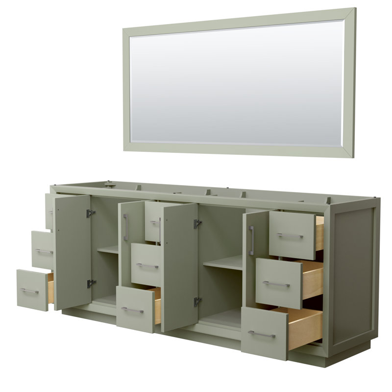 Strada 83.25'' Double Bathroom Vanity Base Only, Light Green/Gray