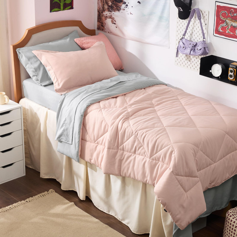 Literie réversible pour ensemble de literie toutes saisons-89GSM, Édredon pour lit simple + 2 pièces supplémentai, Rosé
