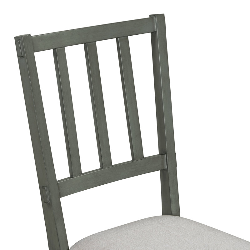 TREXM 5-Piece Rustic Charm Round Dining Set With 3 Upholstered Chairs And Curved Bench For Dining Room, Kitchen And Living Room (Grey)