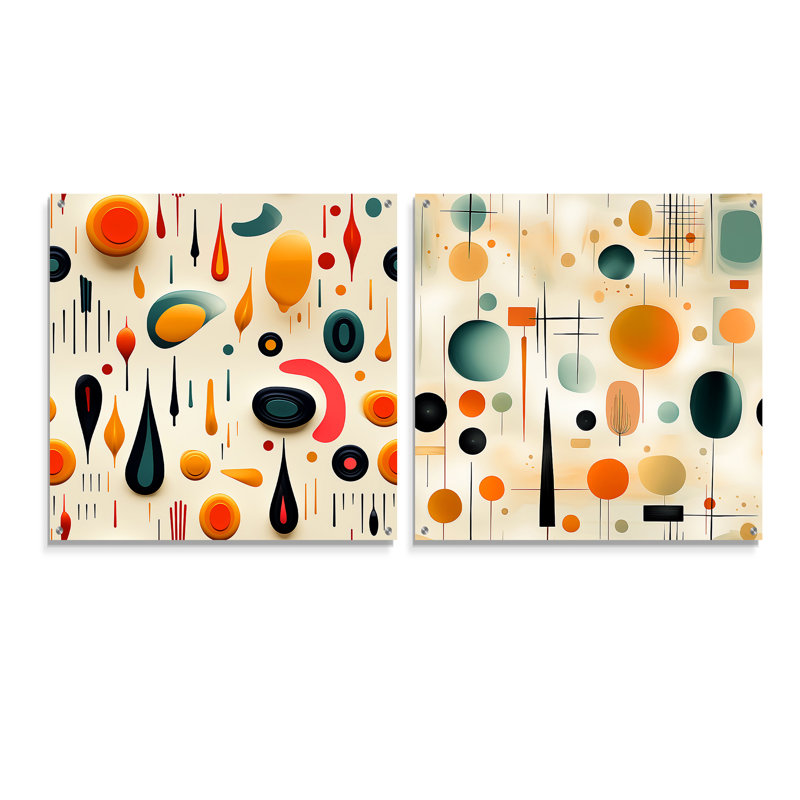 Crosslyn - Ensemble de 2 verres muraux abstraits en acrylique Mid-Century, H 16 po x l 33 po