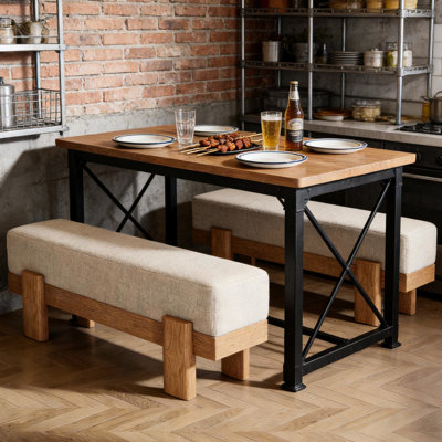 Banc de café contemporain rembourré de 55 pouces avec siège et structure pour une durabilité de style nordique, avec un design moderne et des pieds rembourrés en éponge